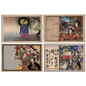 【引札刷見本】石版画 4枚まとめて 引札 引き札 忠臣蔵 赤穂藩士 美人絵 明治時代 当時摺 広告 チラシ 古資料 初出し 蔵出し 検:浮世絵 11