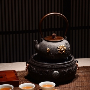 新品★大容量 提梁壺 銅取っ手銅カバー鋳鉄製の壺 手作り コーティングなし お茶の道具