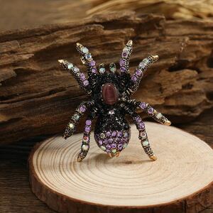 1 иена [большая продажа! ] Tarantula Luxury Brooch Spider Insect Strangess ★ CZ Diamond Gift Fashion Antique Amethyst Purple