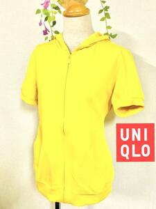 UNIQLO　ユニクロ　DRY HOODED PARKA　フルジップ＆半そで　パーカー　イエロー　サイズL