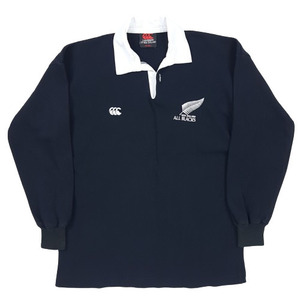 90s CANTERBURY OF NEW ZEALAND カンタベリー ALL BLACKS オールブラックス ラガーシャツ 黒 42