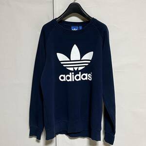 adidas アディダス オリジナルス トレフォイル ロゴ スウェット トレーナー 紺 sizeO 管理C938