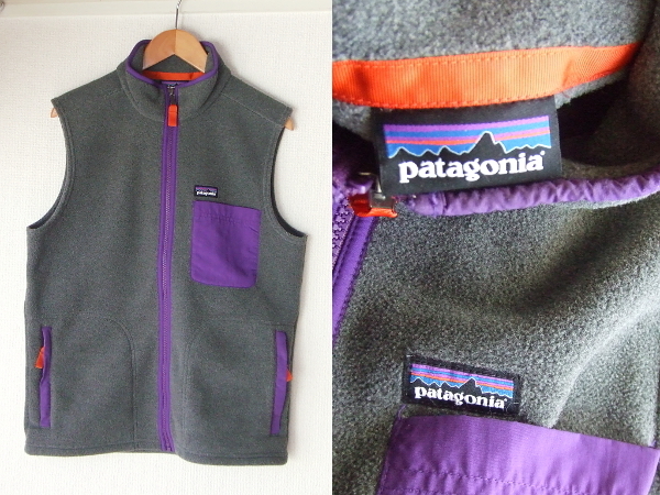 S?★パタゴニアPatagonia★カーステンス フリース ベスト グレー　karstens13パープル紫シンチラ美品ノースリーブジャケット14インナー