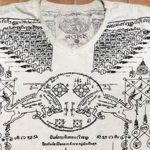 ◎ タイ文字 Tシャツ ホワイト系 size:XL サクヤンTATTOO 神様 神牛 ウアタヌ 守護神 cow 仏教 Thailand Bangkok_画像2