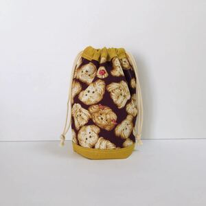 [ prompt decision ] hand made inset attaching Mini pouch glass sack aperture stop .. cookie dog bear Brown 