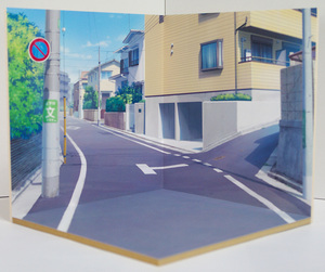 ■1/12背景 住宅街の通学路背景セット