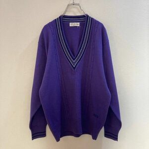 ELLE/ L long sleeve V neck sweater ELLE SPORTS purple purple lady's 9 number 