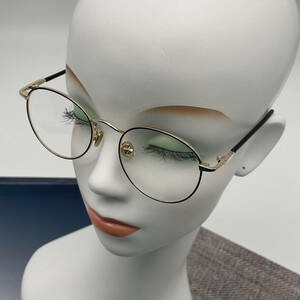 #56_0017 【Dollger】 男女兼用 ブルーライトカットメガネ 伊達メガネ UVカット 度なし 15g 透明レンズ 丸い眼鏡 ボストン 黒＆金
