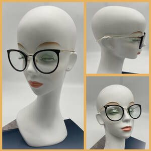#56_0018 【Cyxus】 シクサズ 伊達メガネ 透明レンズ ファッション眼鏡 超軽量 ノーズパッド 原宿眼鏡 ブラック×ゴールド ボストン