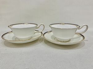 R4A713◆ ウェッジウッド WEDGWOOD キャベンディッシュ Cavendish カップ&ソーサー ティーカップ 金彩 2客セット