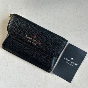 ★新品★139ドル★☆ 【kate spade】 ケイトスペード　シュリンクレザー　カード入付　コインケース　黒