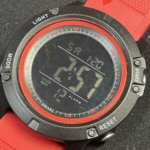 新品 SMAEL ビッグフェイスデジタルウォッチ メンズ腕時計 ブラック&レッド
