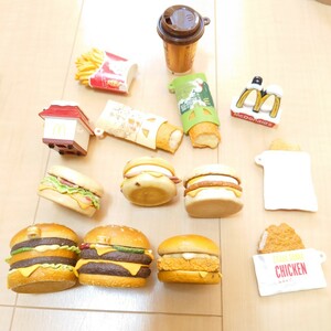 14 piece McDonald's figure strap miniature large amount set toy sample Mini handle burger potato coffee hood toy 