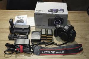 【断捨離/中古品】Canon EOS 5D Mark Ⅲ バッテリーグリップ ACアダプター バッテリー６個 元箱付 実用品【キャノン】