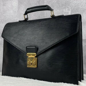 1円 極美品 ルイヴィトン LOUISVUITTON 通勤 書類 メンズ ビジネスバッグ ブリーフケース オールレザー エピ セルヴィエット コンセイエ 黒