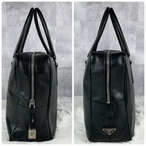 1円 極美品 PRADA プラダ A4 通勤 通学 書類 メンズ ビジネスバッグ ブリーフケース トートバッグ 三角プレート オールレザー サフィアーノ_画像4