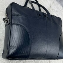 1円~ 極美品 ダンヒル dunhill A4 通勤 通学 書類 メンズ ビジネスバッグ ブリーフケース ショルダー 2way ファスナー 斜め掛け ネイビー_画像5