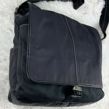 1円~ 未使用級 COACH コーチ 通勤 通学 書類 メンズ ショルダーバッグ メッセンジャーバッグ ビジネス ナイロン レザー フラップ ブラック_画像5