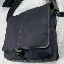 1円~ 未使用級 COACH コーチ 通勤 通学 書類 メンズ ショルダーバッグ メッセンジャーバッグ ビジネス ナイロン レザー フラップ ブラック_画像6