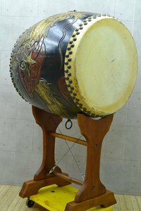 C843# Japanese drum # large futoshi hand drum # nagadodaiko # percussion instruments # traditional Japanese musical instrument # hand drum surface diameter φ61cm# sound out OK