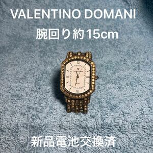 中古 腕時計 稼働品 VALENTINO DOMANI 新品電池交換済 装飾石の欠落約30箇所有り