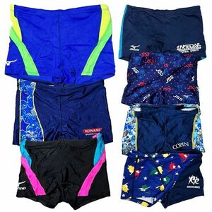 26【整理品リサイクル】MIZUNOスイミングクラブマーキング男子競泳水着7枚セット(140～2XL)★JSSセントラルスポーツKONAMIコパン