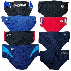 30【整理品リサイクル】アリーナSPEEDO競泳水着8枚セット★競パン★(140～ELL)★光沢黒ブラック・光沢赤レッド・光沢濃紺ネイビー