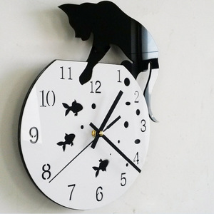 新品未使用　新入荷 黒猫 金魚 アンティーク 壁掛け インテリア 時計壁掛け時計