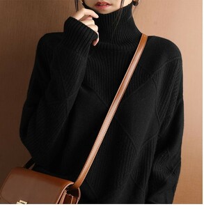 新品未使用　秋冬 お色選択可 高品質 素敵ニットセーター ミンクカシミヤ暖かい 黒 M-XLサイズ