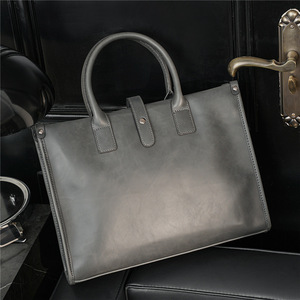 Роскошная кожаная сумка для роскошной кожа мужская сумка для плеча 2way портфель горизонтальные документы Bag Grey