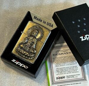 ■新品 ZIPPO USA輸入 観音様 仏様 仏像 和風 ジッポー ゴールド メタル 貼り xp244