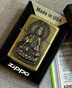 ■新品 ZIPPO USA輸入 観音様 仏様 仏像 和風 ジッポー ゴールド メタル 貼り xp286