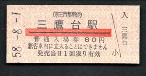 （京王帝都電鉄）三鷹台駅８０円