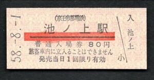 （京王帝都電鉄）池ノ上駅８０円