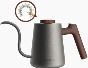 797) HiYiHi コーヒーポット 蓋付き　温度計　コーヒードリップポット 容量600ml 直火 IH対応