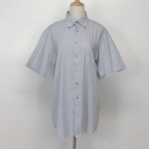 X352 Dress camicia メンズ トップス シャツ 半袖 薄手 ブルー青ホワイト 白 ストライプ 綿素材含 シンプル オフィススタイリッシュルック