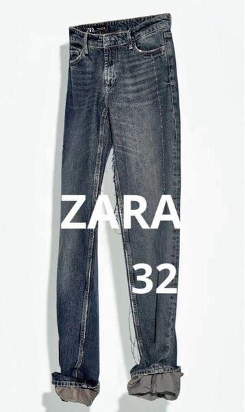 新品タグ付☆ZARA トップステッチデニムパンツ　32