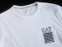 新品★EA7★エンポリオ アルマーニ★爽やかな ホワイト Tシャツ★ブラック 7ライン ロゴ★白 黒 XL★EMPORIO ARMANI☆490_画像2