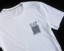 新品★EA7★エンポリオ アルマーニ★爽やかな ホワイト Tシャツ★ブラック 7ライン ロゴ★白 黒 XL★EMPORIO ARMANI☆490_画像8