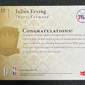 NBA 2007-08 FLEER ULTRA JULIUS ERVING JERSEY CARD SC-17 ジュリアス・アービング 実使用ジャージカードの画像2