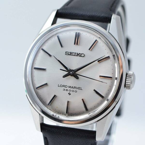 #450 注油調整済み　SEIKO セイコー ロードマーベル 36000 シルバー　SEIKO純正ベルト シルバー尾錠