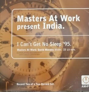 美盤　12 90s UK House Masters At Work present India I Can't Get No Sleep 95 