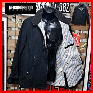 NEIGHBORHOOD ネイバーフッド　総柄　カバーオール　ワークジャケット　XL コーデュロイ　ブラック　黒