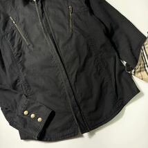 1円《希少》BURBERRY BLACK LABEL バーバリーブラックレーベル ブルゾン ノバチェック ジャケット 黒 襟ワイヤー ホースロゴ M ミリタリー_画像5