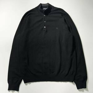 《LL XL カシミヤ混》BURBERRY BLACK LABEL バーバリーブラックレーベル ニット セーター ホースロゴ　ノバチェック 黒 ブラック ゴルフ 