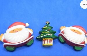 サンタ ＆ ツリー　バッジ　3個セット　サンタクロース　クリスマス　レトロ