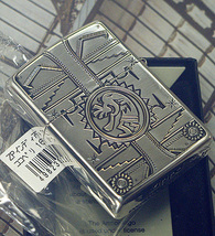 【ZIPPO】アーマー インディアンスピリット ココペリ,トルコ石装飾/ネコポス_画像3