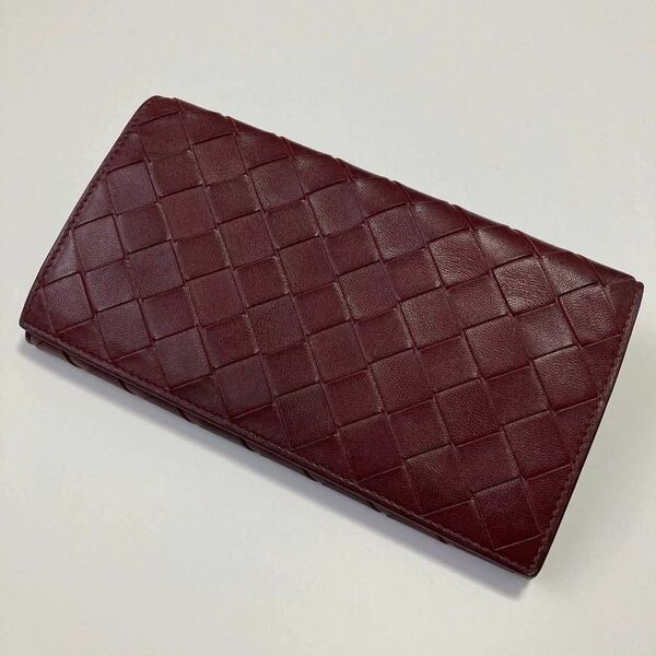 ★BOTTEGA VENETA ボッテガ イントレ コンチネンタルウォレット 長財布 レディース 600873 ボルドー 中古品【鑑定済み 本物保証】