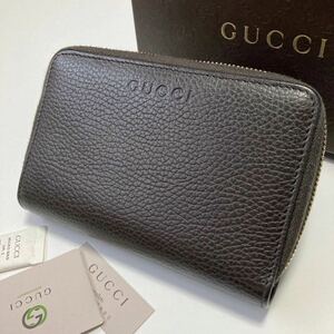 ★GUCCI グッチ ラウンドファスナー 財布 焦茶 中古美品 レディース メンズ 420113【鑑定済み 本物保証】