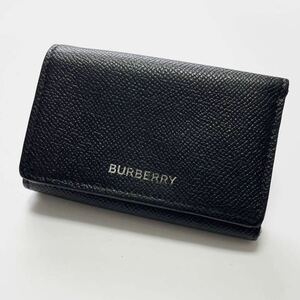 ★BURBERRY バーバリー 三つ折り 財布 レザー ブラック 黒【鑑定済み 本物保証】